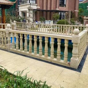 防城港黄金麻花岗岩石材栏杆，扶手，将军柱，花瓶柱