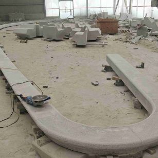 防城港 芝麻白花岗岩弧形花坛石，坐凳石