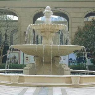 防城港 黄金麻花岗岩异型加工——户外庭院石雕流水喷泉