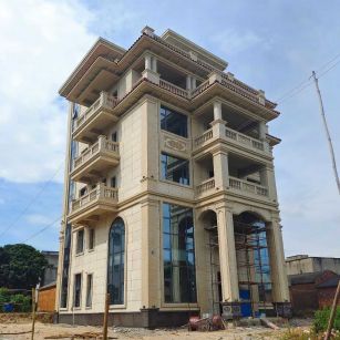 防城港 黄金麻花岗岩石材别墅外墙干挂搭配（雕花栏杆花瓶柱门楼罗马柱）