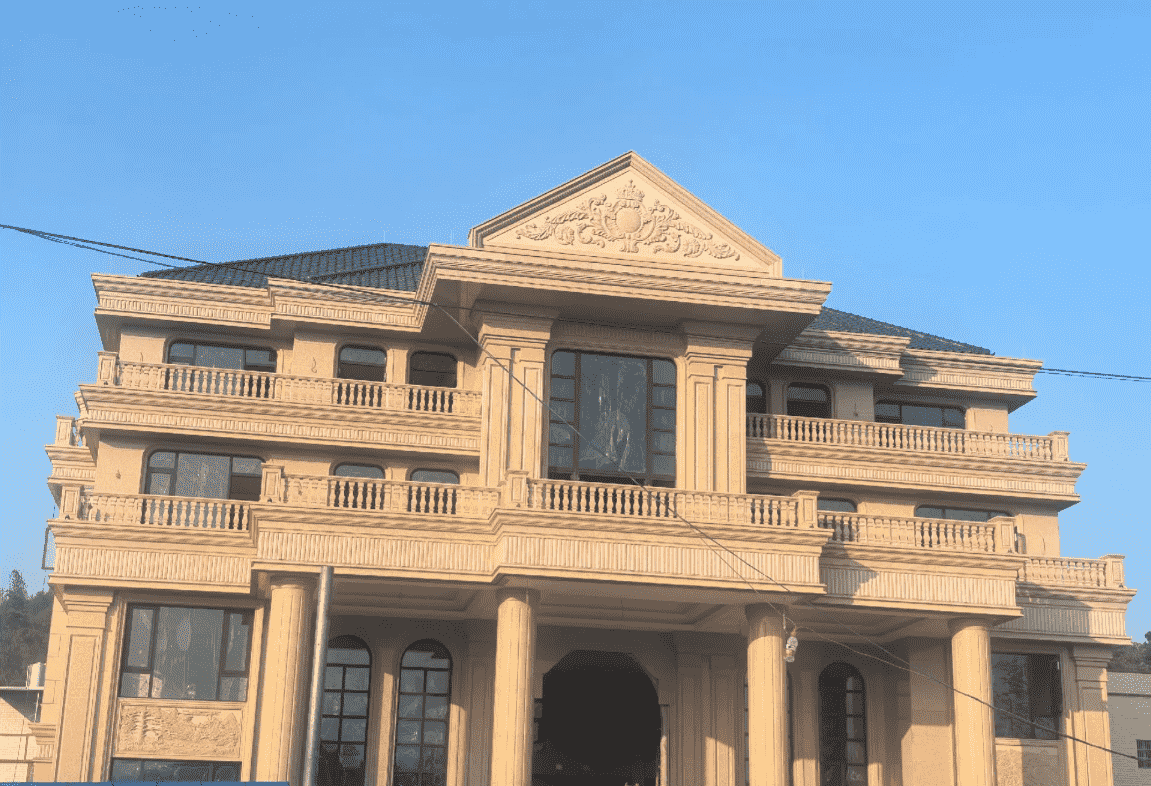 防城港黄金麻别墅外墙干挂石材效果示例