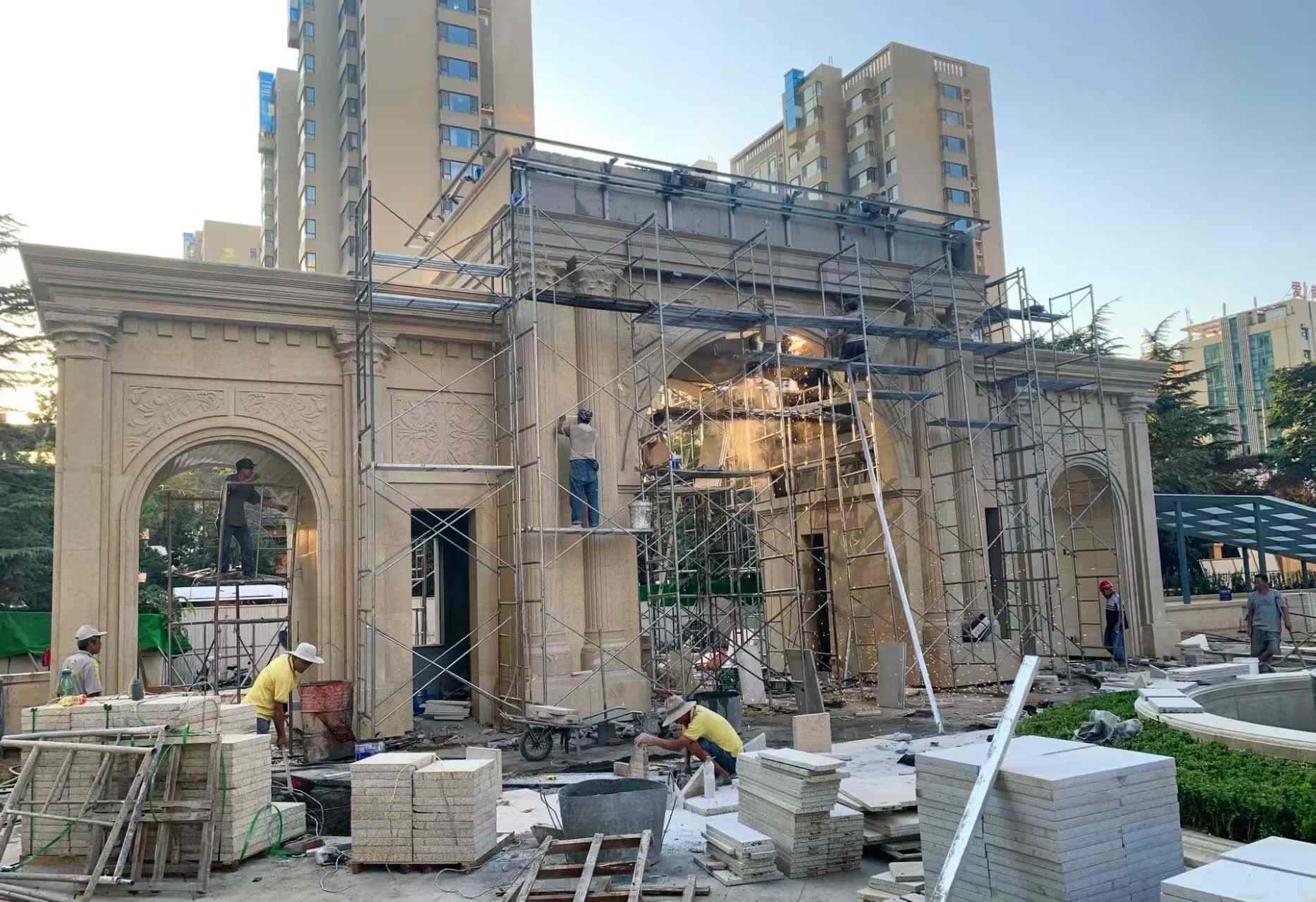 防城港 黄金麻荔枝面花岗岩小区门楼外墙干挂